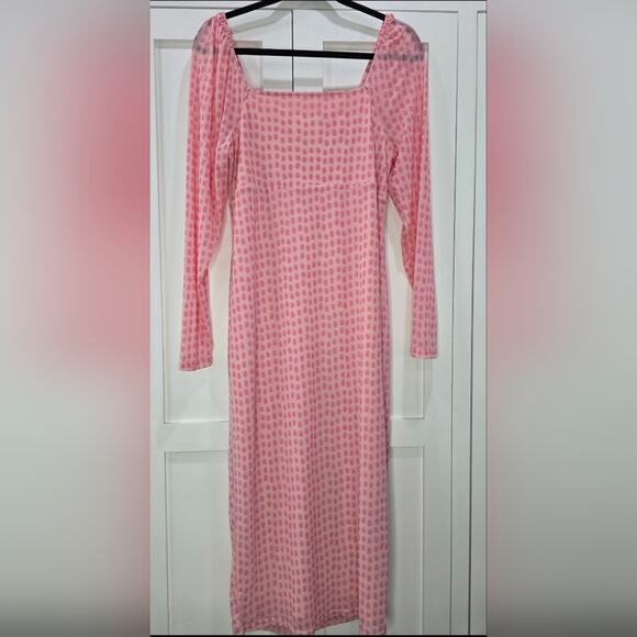 Pink Polka Dot Mesh Midi Dress – Size L (House of Aama x Target) - Picture 7 of 10
